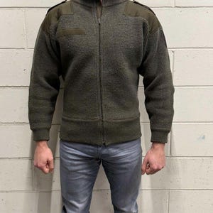 Genuine Austrian Army Heavyweight Boiled Wool Sweater w. zipper Size 4 (Large)