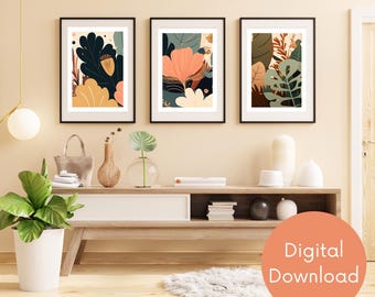 Boho Floral Prints Set: Minimalist Botanical Wall Art (Digital Download)