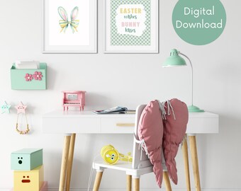 Bunny Kisses Easter Print Set: Nursery Spring Decor (Digital Download)