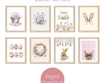Easter Nursery Art Prints: Bunny, Eggs, Wreath Decor (Digital Download)