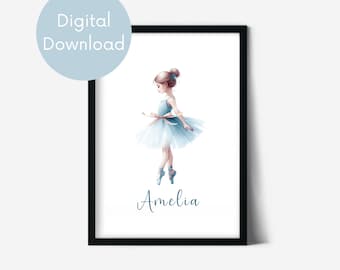 Personalized Ballerina Name Print: Girl Room Decor (Digital Download)