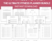 Fitness Planner Black & White, Weight Loss Tracker, BUNDLE, Workout Planner, Fitness Journal, Meal Planner, 30 Day Challenges, Habit Tracker