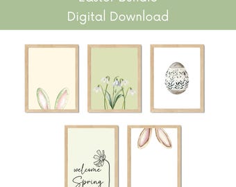 Easter Nursery Art Prints: Bunny, Eggs, Spring Decor (Digital Download)