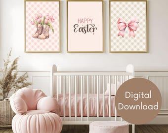 Happy Easter Prints: Kids Nursery Wall Art (Digital Download)