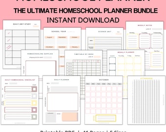 Homeschool Planner Bundle: 41 Printable Pages (Digital Download)