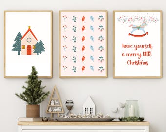 Christmas Nursery Decor: Set of 3 Holiday Prints (Digital Download)