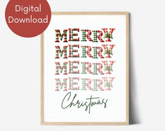 Merry Christmas Printable Wall Art: Festive Holiday Decor (Digital Download)