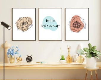 Minimalist Flower Prints: Pastel Botanical Wall Art (Digital Download)