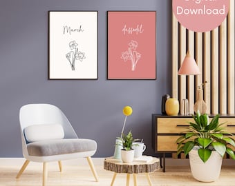 Daffodil Flower Prints: March Botanical Wall Art (Digital Download)