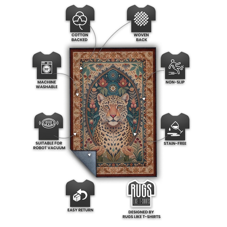 Maximilast Rug Leopard Rug, Maximalist Rug, Jungle Animal Print Carpet for Living Room ...