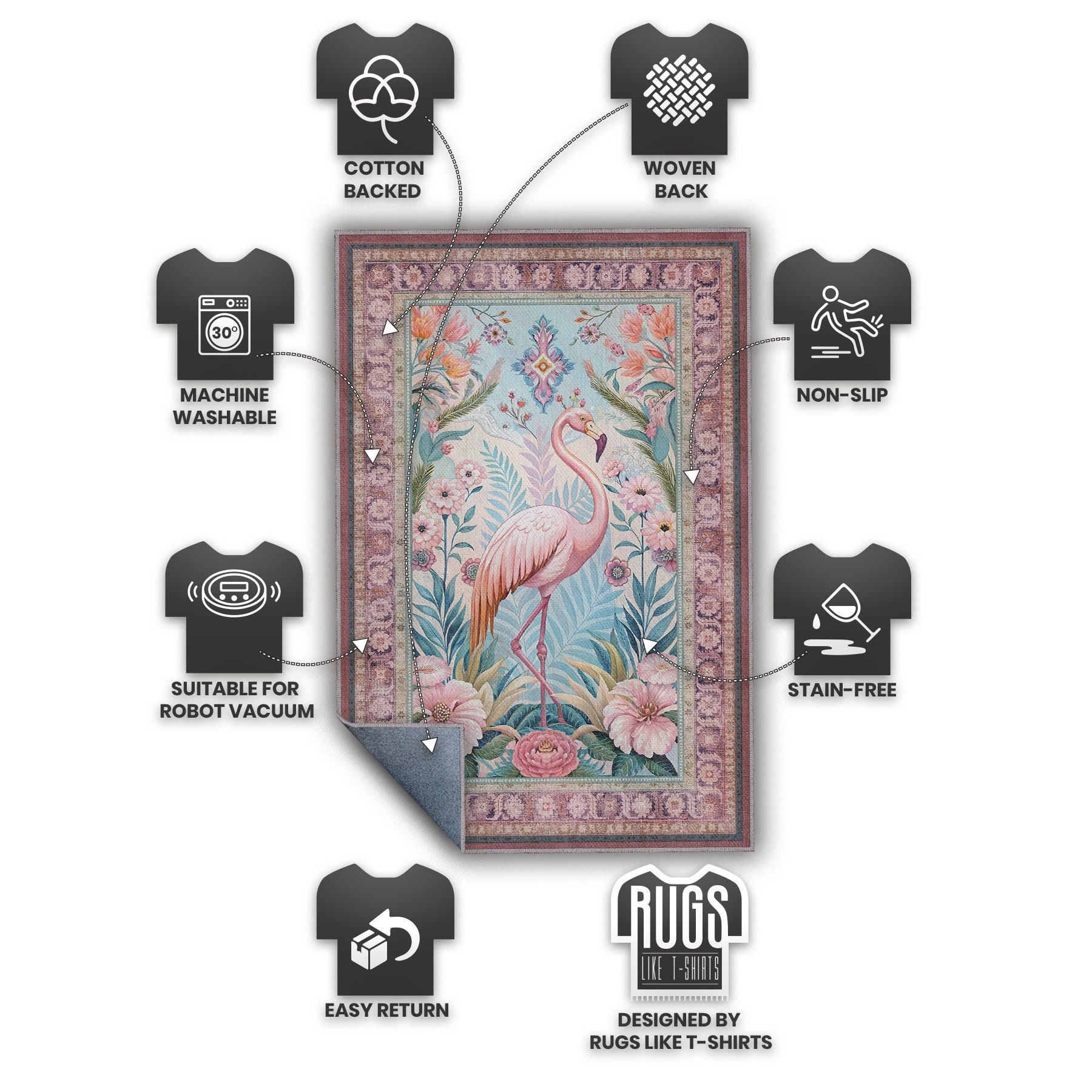 Flamingo Rug for Pink Room Decor, Pink Rug for Coquette Room Decor ...