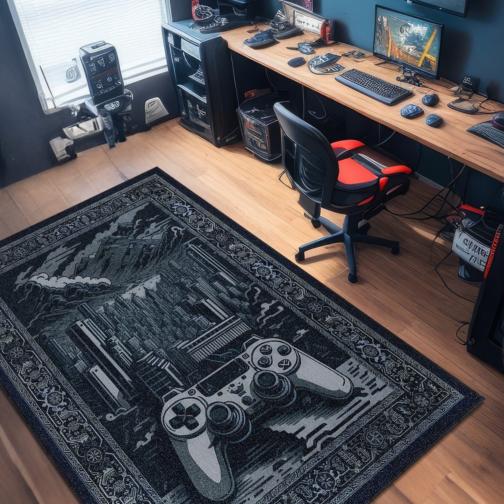 Funny Gaming Office Chair Mat for Carpet Blacklight UV Reactive Game Room  Rug Kids Gaming Decor Rugs for Living Room Bedroom Computer Gaming Rolling  Chair Mat 60 x 39 in 