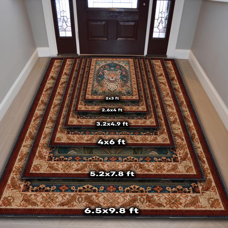 Maximilast Rug Leopard Rug, Maximalist Rug, Jungle Animal Print Carpet for Living Room ...