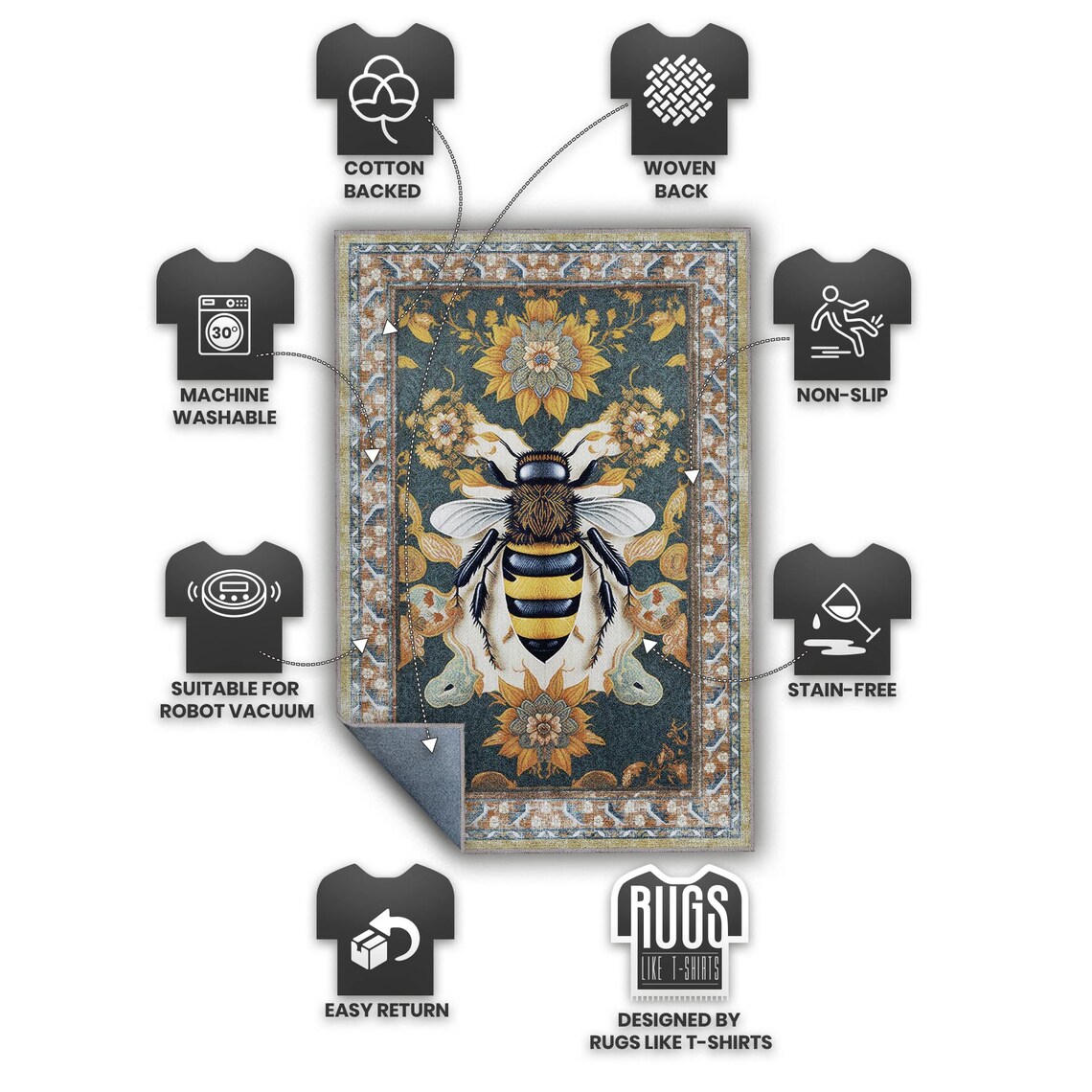 Art Deco Bee Bee Pattern Rug Bee Themed Persian Rug Bee Etsy