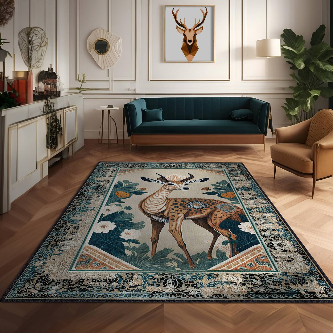 Art Deco Gazelle, Gazelle Rug, Gazelle Vintage Art, Animal Decor ...
