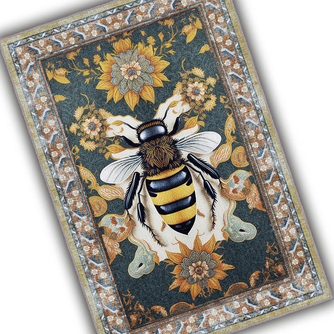 Art Deco Bee Bee Pattern Rug Bee Themed Persian Rug Bee Etsy