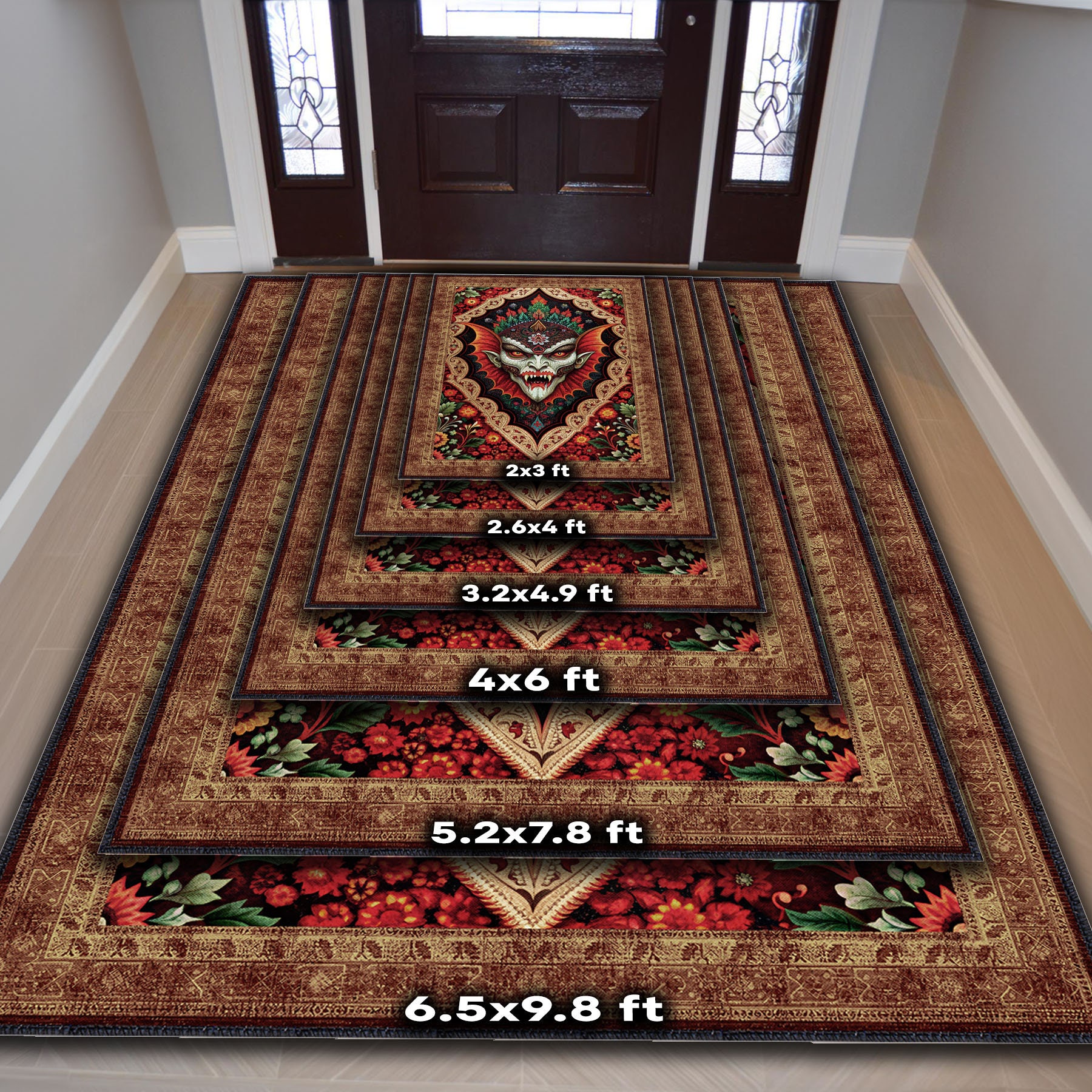 Vampire Rug Textures Gothic Vampire Rug, Macabre Home Decor, Washable Area Rug, Spooky Room ...