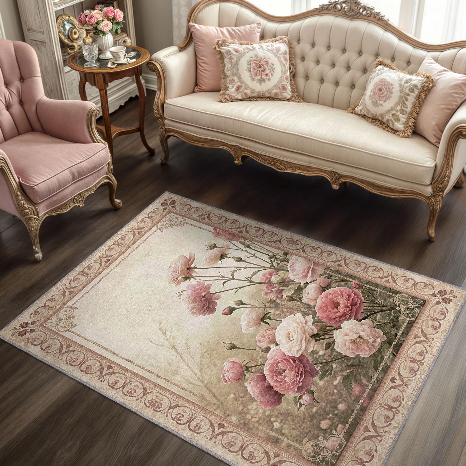 Vintage Rose Rug - Etsy Canada