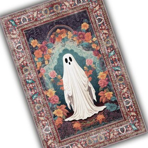 Halloween Ghost Scene Art Rug, Ghost Halloween Decor, Vintage Look ...
