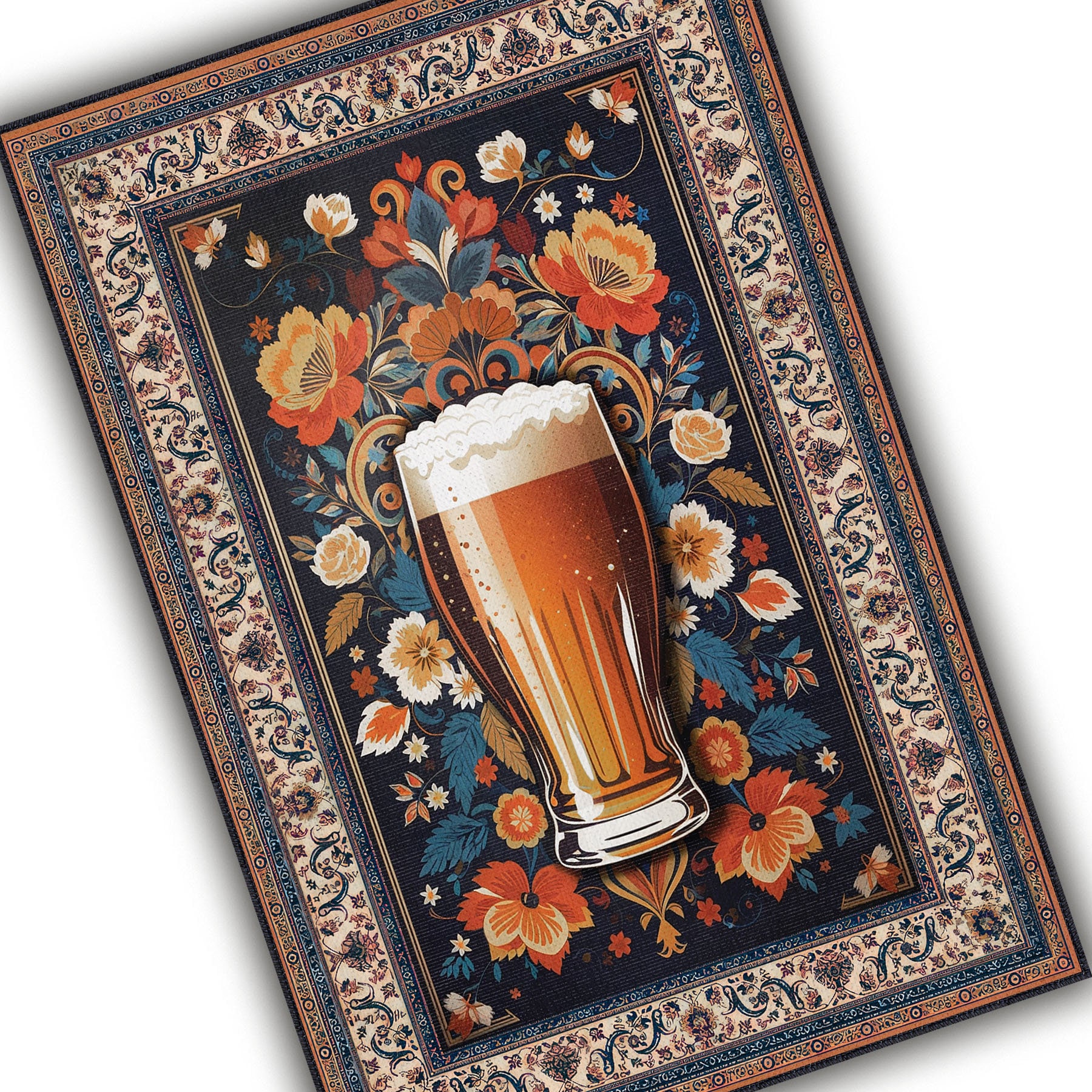 Foster Beer Rug Beer Glass Rug, Home Bar Decor, Washable Area Rug, Man Cave Carpet ...