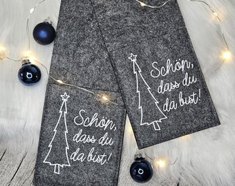 Filz Bestecktasche „Schön, dass es dich gibt“ |Tischdekoration |Wiederverwendbare Bestecktasche für Feste, Hochzeit, Weihnachten & Alltag