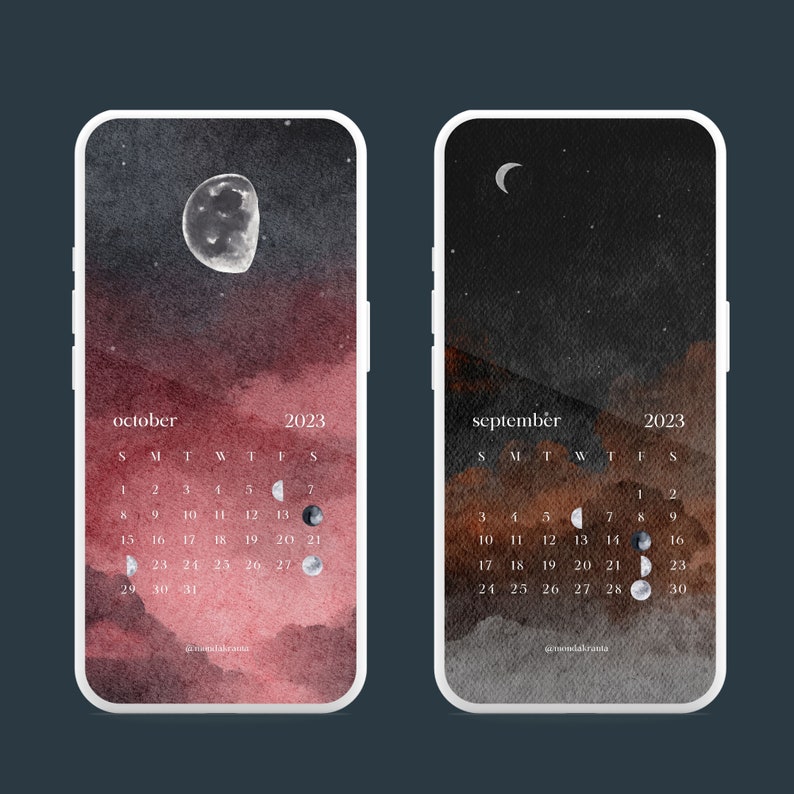 Moon Phase Calendar 2023 Phone Wallpaper, Lunar Calendar 2023 Phone