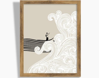 Jesus Calms Storm Print: Minimalist Christian Art (Digital Download)