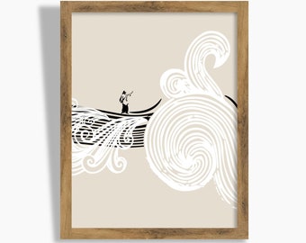 Jesus Calms Storm Print: Minimalist Christian Art (Digital Download)