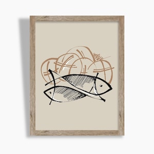 5 Loaves 2 Fish Print: Minimalist Bible Verse Sketch (Digital Download)