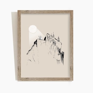 Jesus Praying on Mountain Sketch: Minimalist Christian Art (Digital Download)