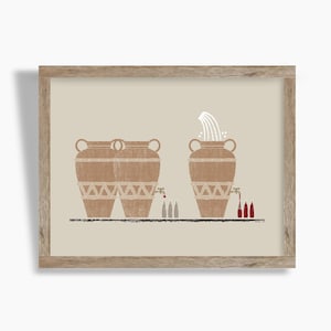 Jesus Changes Water Into Wine Print: Minimalist Christian Art (Digital Download)