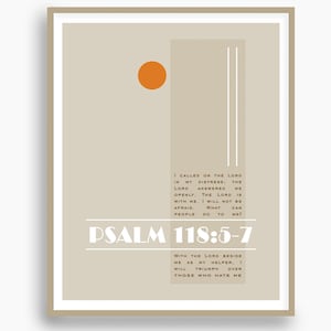 Psalm 118:5-7 bible verse wall art BAUHAUS POSTER print boho christian art midcentury modern wall art minimalist christian home decor quote