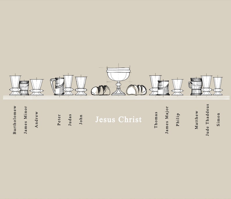 Minimalist Last Supper Print Last Supper Wall Art Jesus Etsy