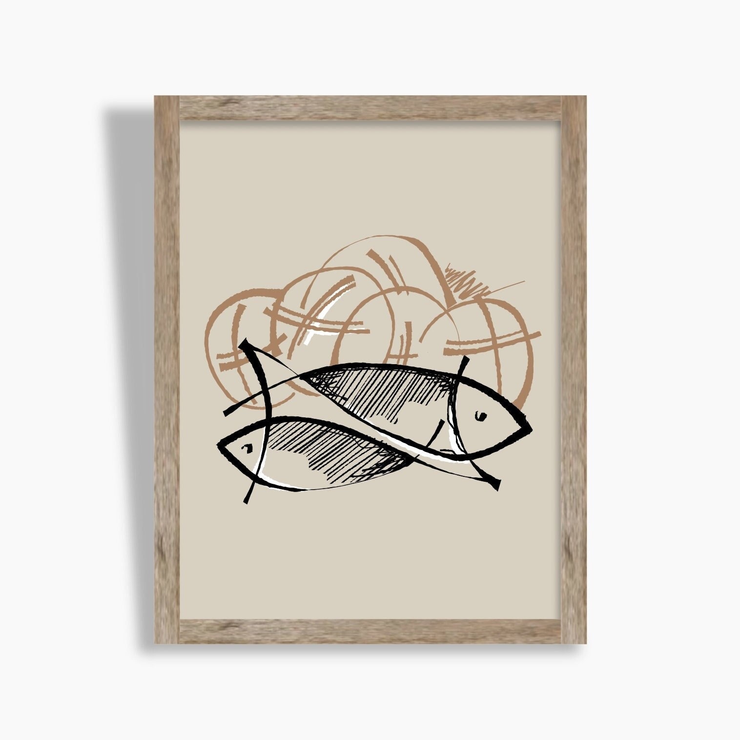 5 Loaves of Bread and 2 Fish bible sketches verse wall art Jesus art work minimalist modern christian art digital print bible art faith art