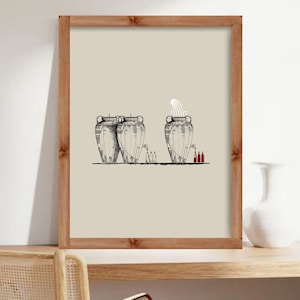 Jesus Changes Water Into Wine christian modern art bible sketches wall art print Jesus art work minimalist christian art digital print