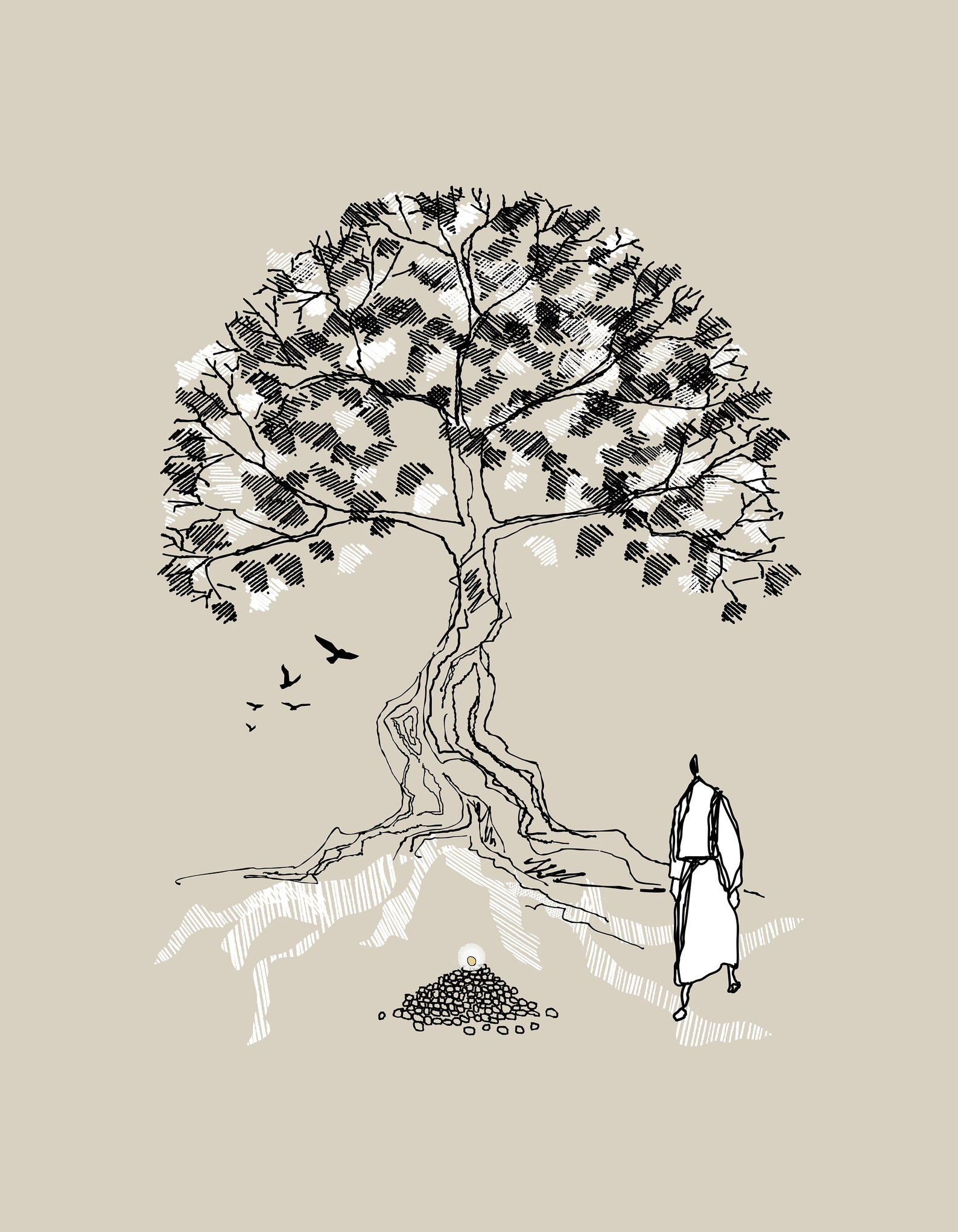 Mustard Seed Parable Art Print: Minimalist Christian Sketch (digital ...