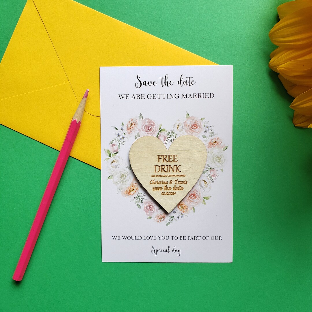 Magnet Invitations Wooden Save the Date Magnets Cards FREE Envelope, Wedding Invitations ...
