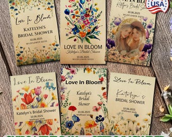 Bulk Favors, Bridal Shower Wildflower Seed Packet Favor, Custom Bridal Shower Guest Favors, Personalized Seed Favors for Bridal Shower Party