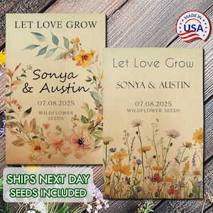 24 BULK Wildflower Seed Packet Wedding Favors Personalized Seed Packets Favor for Bridal Shower Guests Rustic Wedding Seed Favors in Bulk