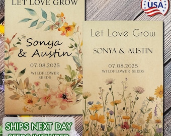 24 BULK Wildflower Seed Packet Wedding Favors Personalized Seed Packets Favor for Bridal Shower Guests Rustic Wedding Seed Favors in Bulk