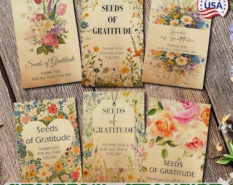 Seeds of Gratitude Thank You Favors/Personalized Wildflower Seed Packets/Appreciation Gift for Nurses, Doctors, Teachers, Co Workers, Friend