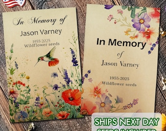 24 BULK In Loving Memory Wildflower Seed Packet, In Memory Of Memorial Favors for Guest, Funeral Packet, Memorial Packet, Wildseed Memorial