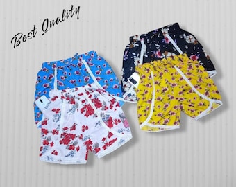 Printed Shorts Combo of 4 with elastic & drawstring for girls, Very soft Payjama shorts Women's French Knickers, Summer,Nightwear shorts