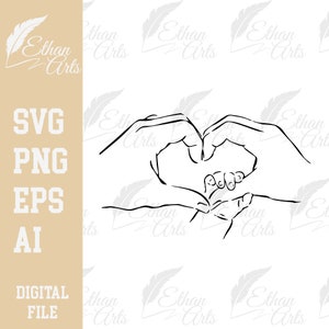 Bébé et mère coeur signe main Design SVG, PNG, EPS en téléchargement numérique | Images clipart, vecteur, fichier de coupe