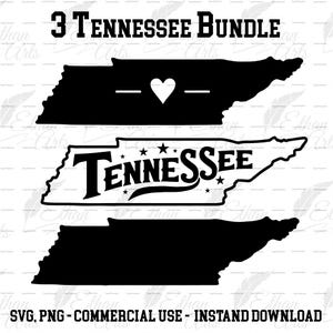 Tennessee 3 ontwerpbundel staat silhouet en contourvormen SVG digitale download, png | Knipbestand tshirt afdrukken Cricut clip art vector sticker