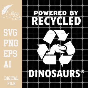Powered By recycelte Dinosaurier Digitaler Download SVG PNG | Schnittdatei Clip art Vektor Cricut Aufkleber Autoaufkleber