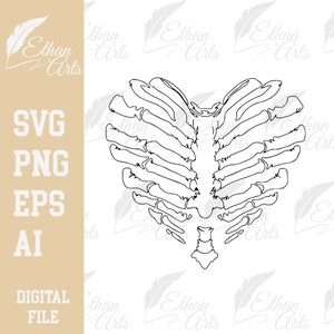 Heart Rib Cage Skeleton SVG: Cricut Cut File (Digital Download)