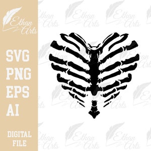 Heart Rib Cage Skeleton SVG: Halloween Cricut Cut File (Digital Download)