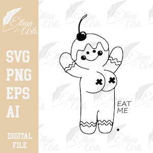 Galleta de jengibre navideña con diseño divertido SVG, PNG, EPS, descarga digital, clip art, vector, archivos digitales PNG, archivo de corte