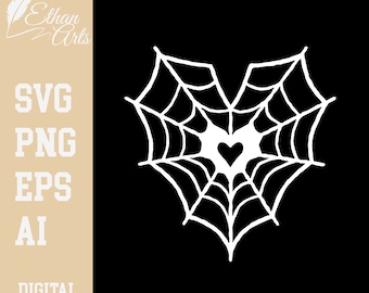 Heart Spider Web SVG: Halloween Cricut Cut File (Digital Download